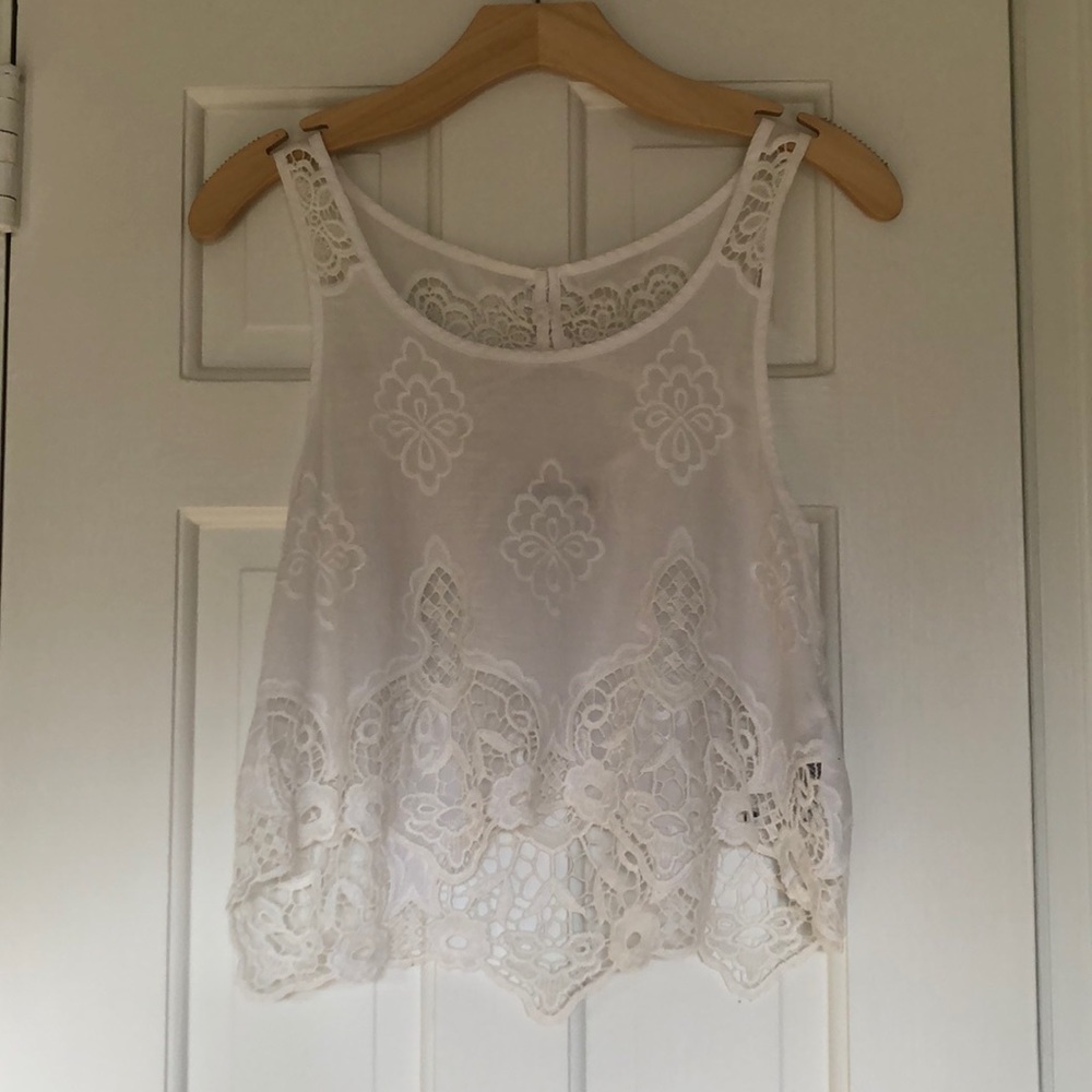 White Abercrombie and Fitch Lace Tank Top